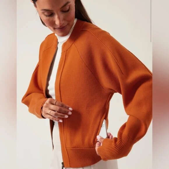 ATHLETA SEQUOIA SWEATER  Jacket- foliage rust orange - Picture 1 of 15
